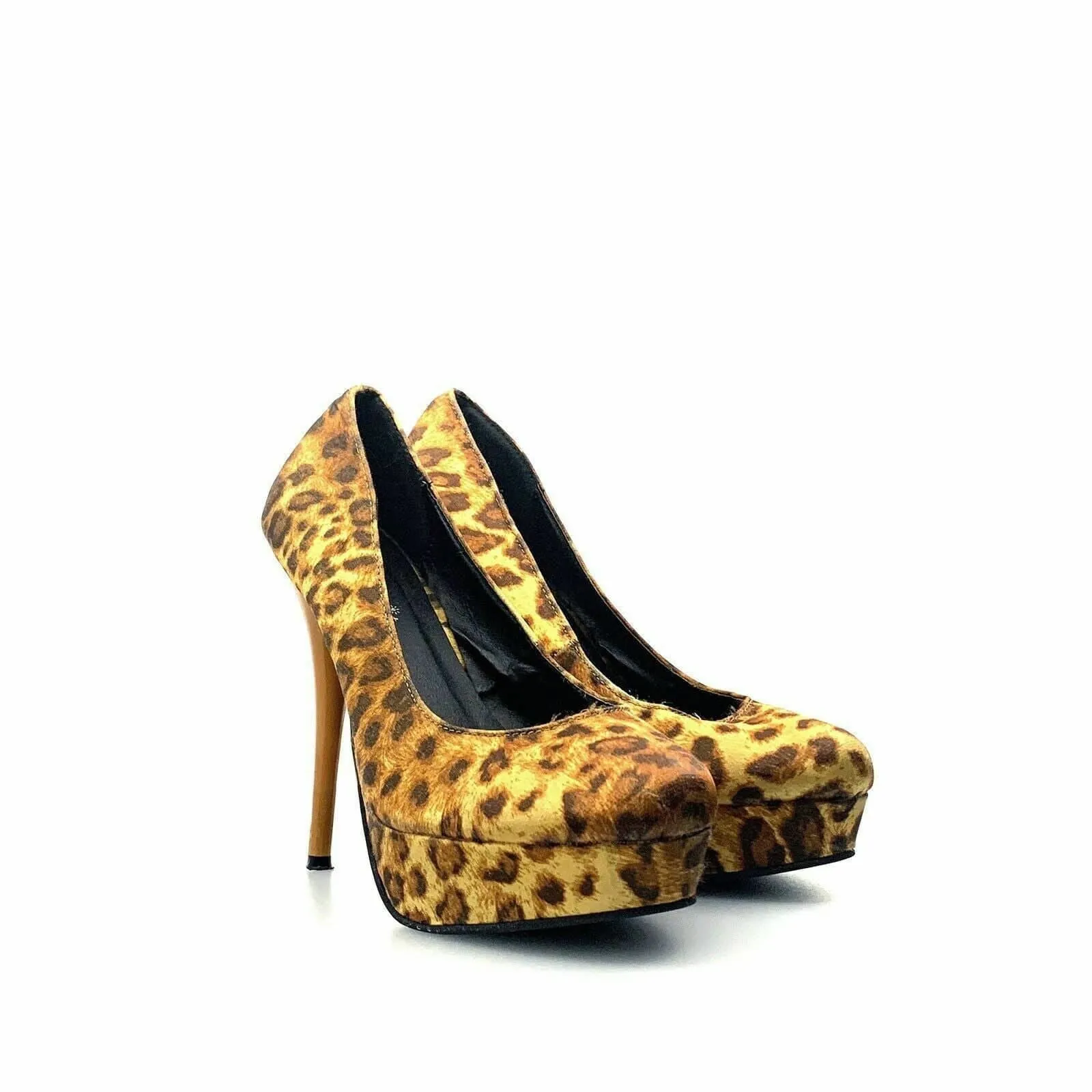 Casual Shoe Boots Fahrenheit Womens Size 7.5 Brown Leopard Heels Platform Stiletto Shoes