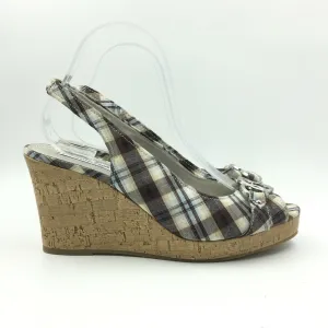 Air Max Bliss Next Nature Casual Shoes Fashionable American Eagle Womens Size 10 Cream Brown Plaid Cork Wedge Heels Shoes