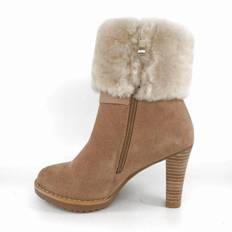 MUBO UGG BOOTS High Heel Insole TPR Sole Chestnut Cake With High Heel Shoe