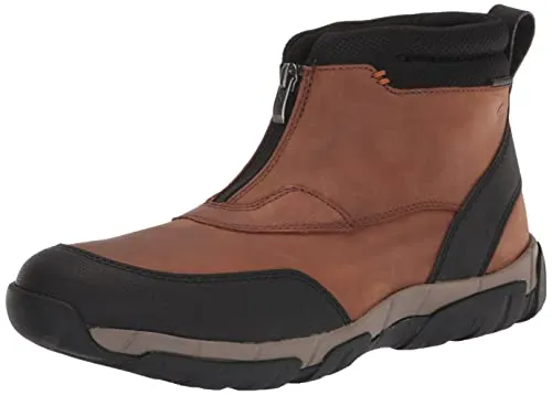 Hiking Shoes Size 10 Men's Clarks Grove Zip II Boots - Dark Tan Leather