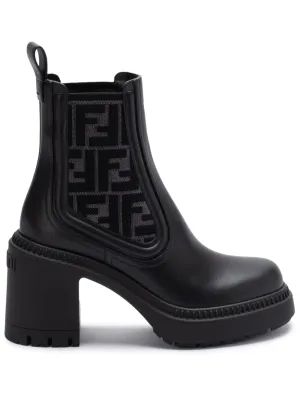 FENDI Leather Embossed Monogram Boots for Women Jeans And Western Boots
