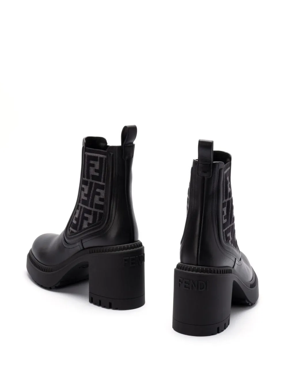 Boots Socks FENDI Leather Embossed Monogram Boots for Women
