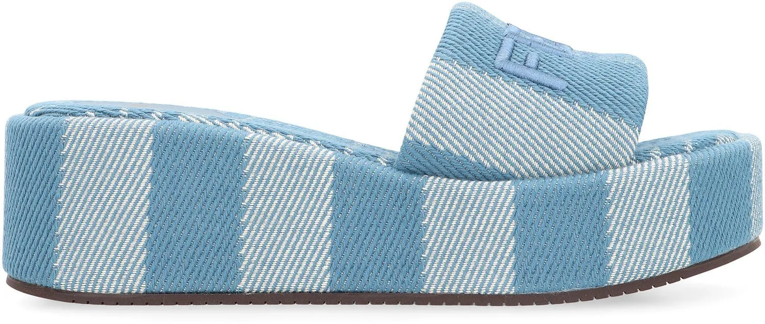 Low Heel Wedge Sandals FENDI Sunshine Round Toe Slide Sandals