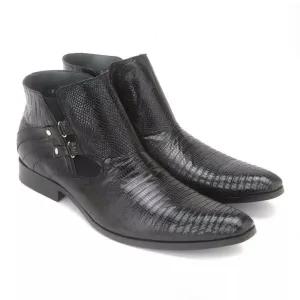 Boots For Bunions Los Altos Black Genuine Lizard Ankle Boot