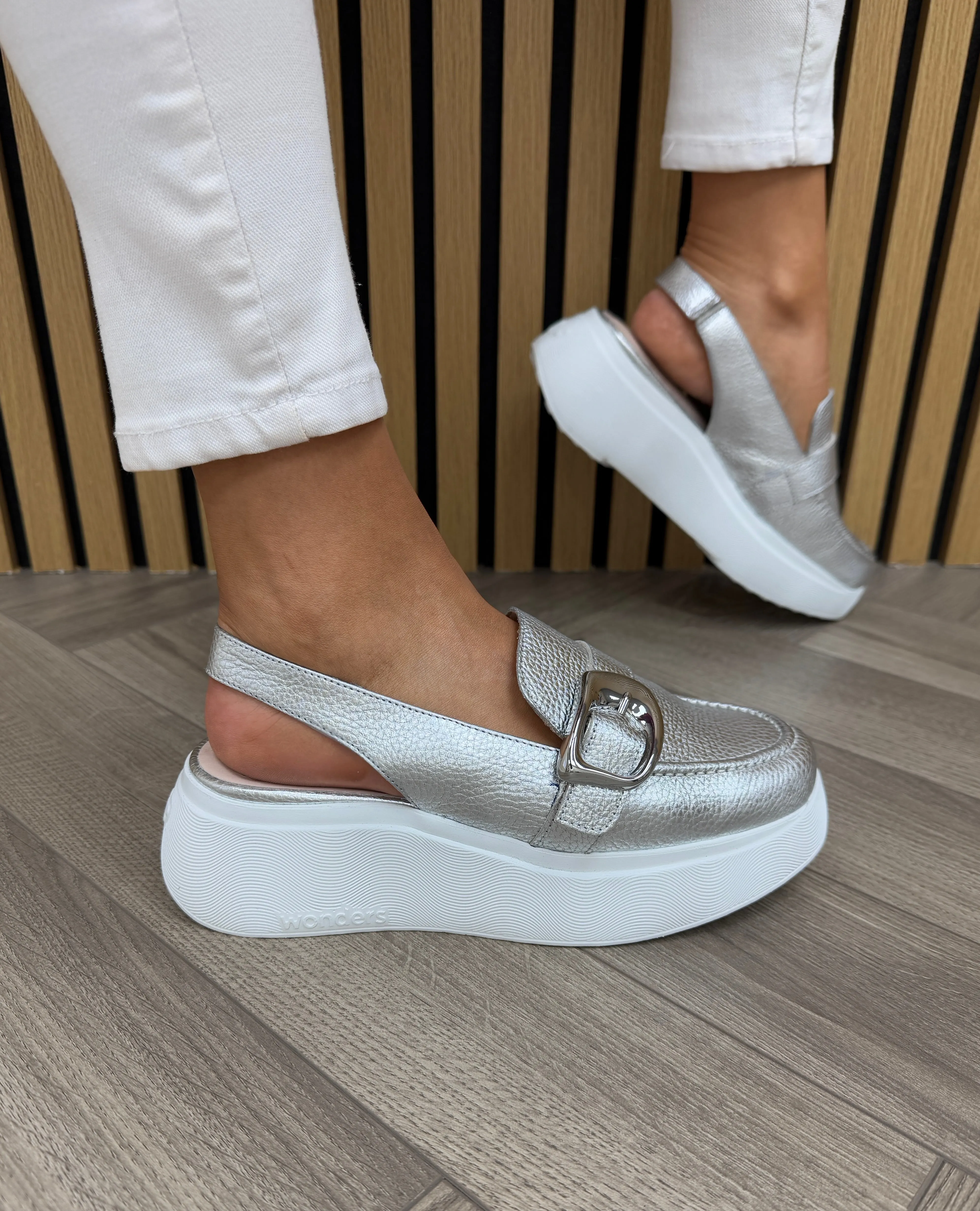 Definition Of Loafers Wonders (SS25) Metallic Slingback Loafer with Buckle A-3624 - Max Plata (W34)