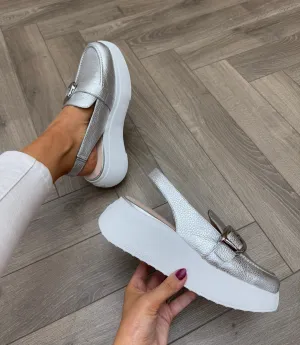 Wonders (SS25) Metallic Slingback Loafer with Buckle A-3624 - Max Plata (W34) Stacy Loafers