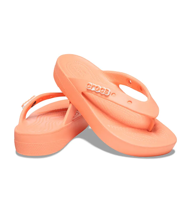Canvas Sandals Crocs Women's Classic Flip Flops Platform Sandals | Papaya