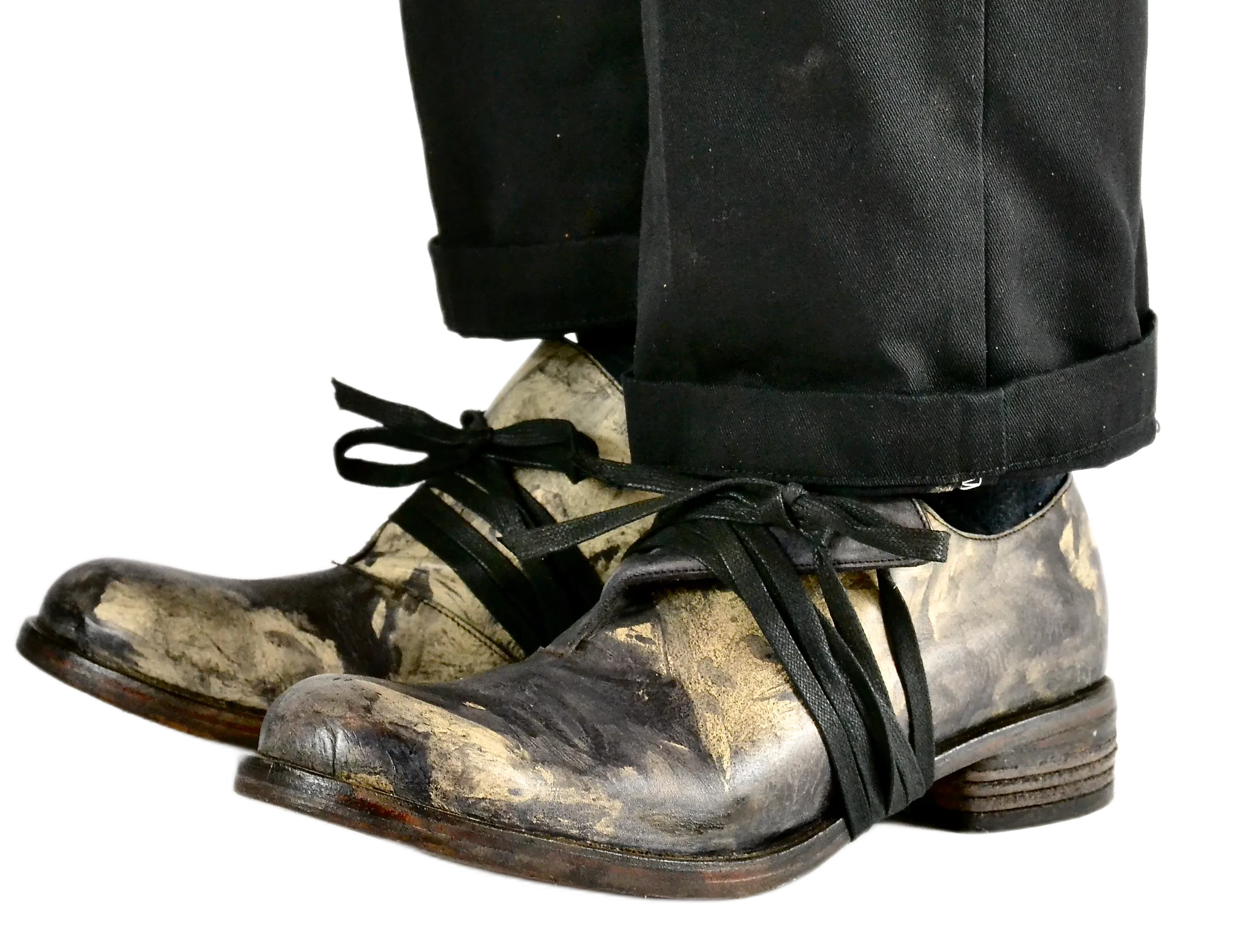 Foldover Shoe  | Black oil stain on calf Badminton Shoes Wide Feet