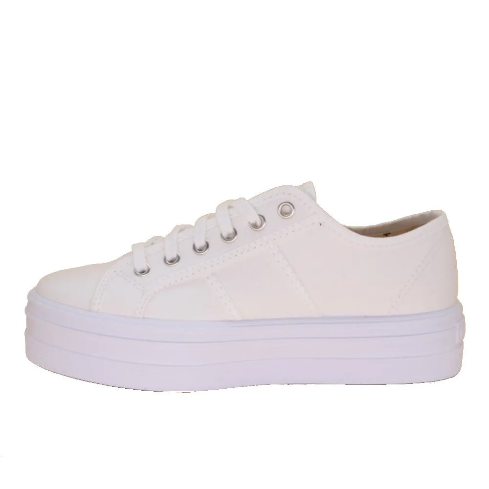 Barcelona (109200) - Platform White Leather Sneakers