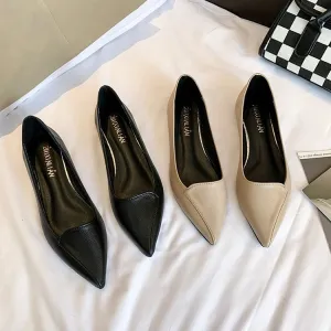 Designer Shoes Sale Womens Pointed Toe Flats  Shallow Mouth PU Slip-On Dress Shoes