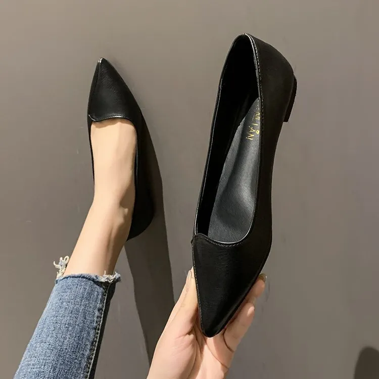 Golf Shoes For Feet Womens Pointed Toe Flats  Shallow Mouth PU Slip-On Dress Shoes