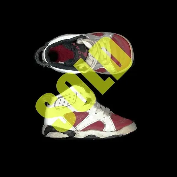 Nike Air Jordan 6 VI 1991 Original Carmine Baby Toddler Shoes Sneakers Numbers