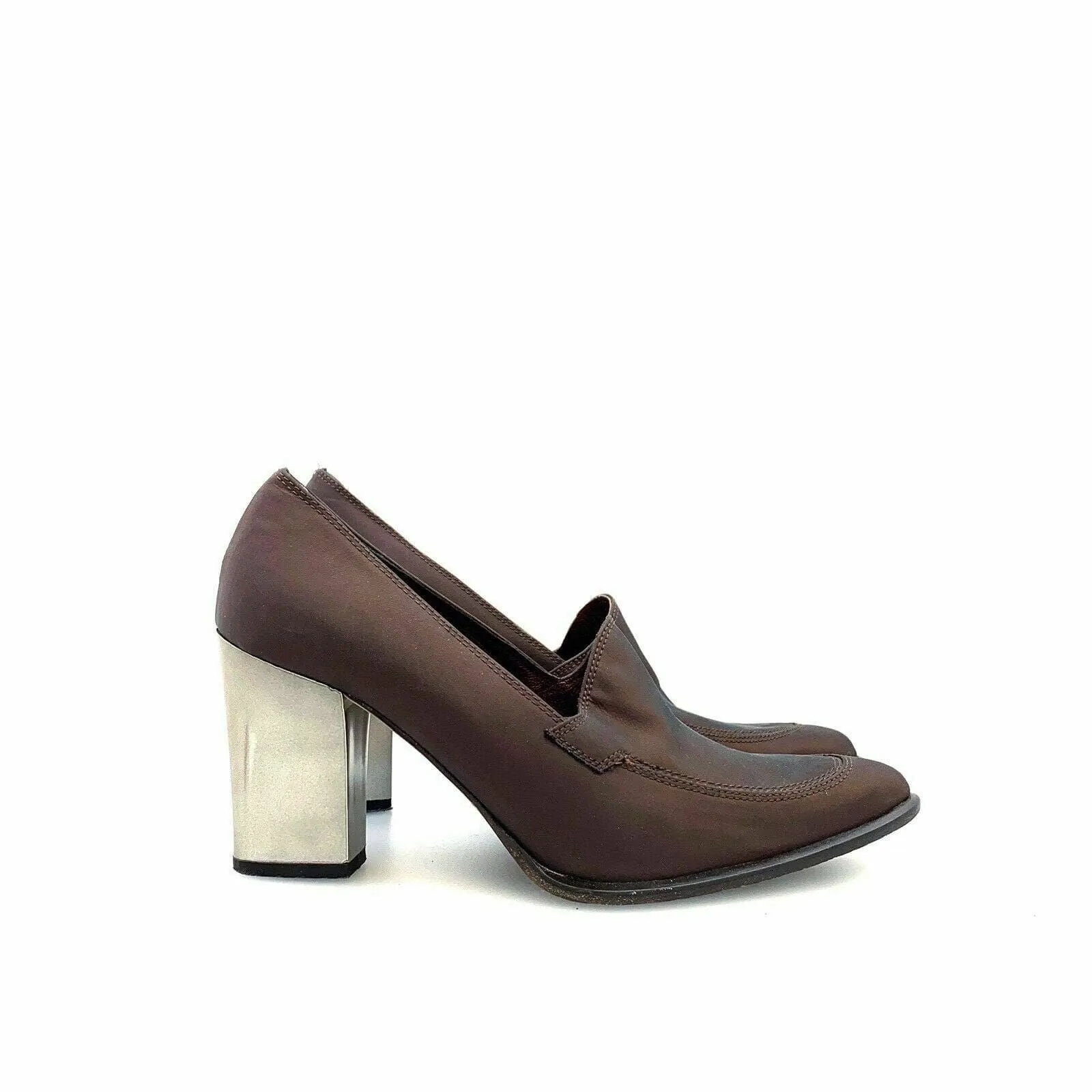 Enzo Angiolini Womens Pointed Toe Shoes Must-Have Metallic Heel Brown Size 6.5M Pre-Owned Casual Shoes For Achilles Tendonitis