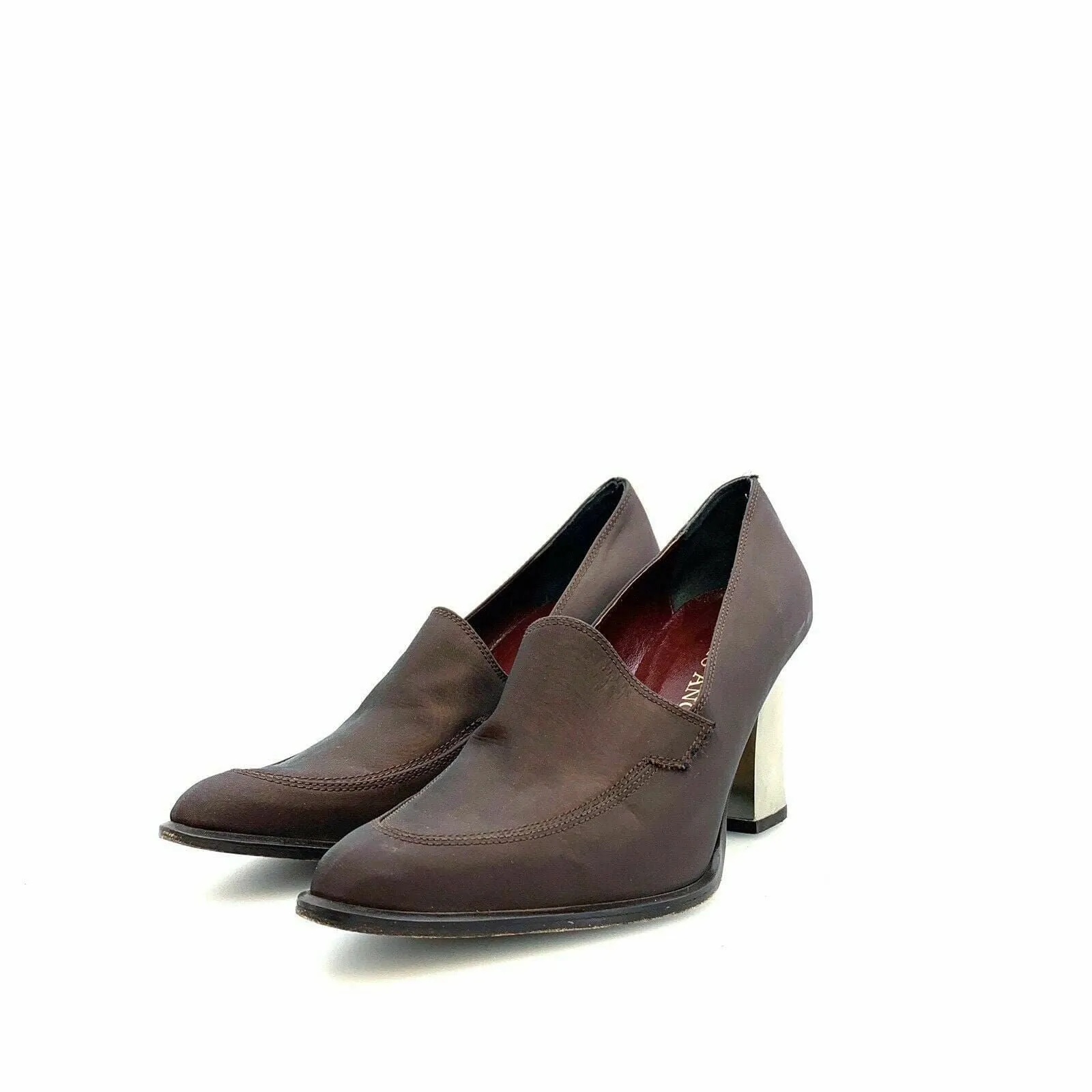 Cairo Leather Casual Shoes Enzo Angiolini Womens Pointed Toe Shoes Must-Have Metallic Heel Brown Size 6.5M Pre-Owned