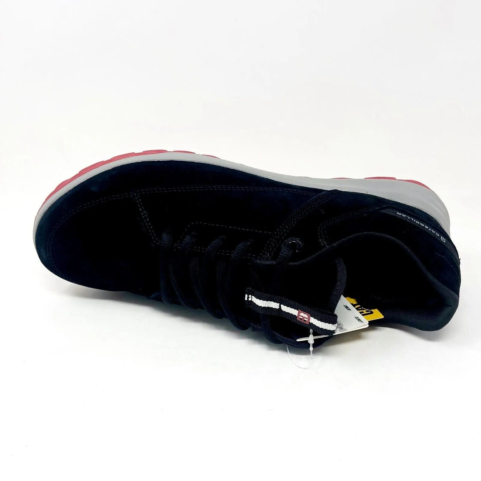 Caterpillar CAT Quest Black Red Mens Suede Casual Shoes Sneakers P724162 Modern Business Casual Shoes