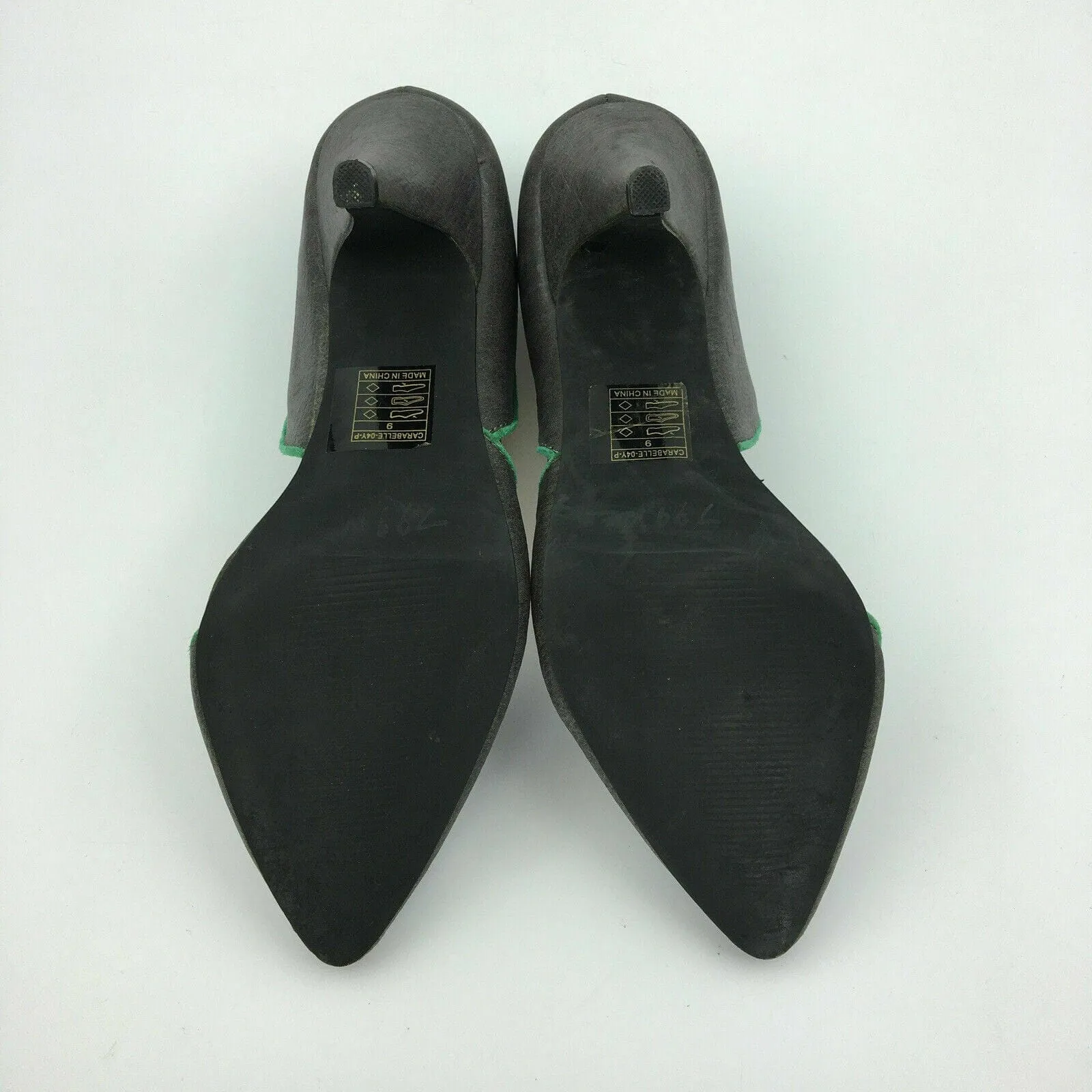 GoMax Womens Carabelle Size 9 Gray Green Pump Pointed Toe Heels Shoes Leather Casual Dress Shoes