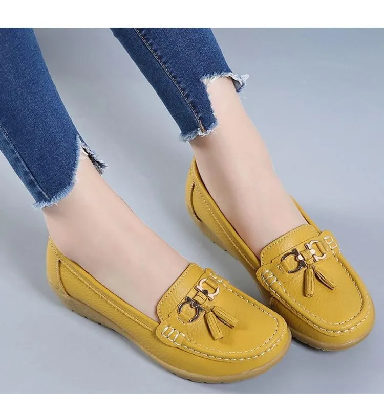 GOT STYLE Womens Flat Split leather Boat Shoes with Bow knot Dh Flat Mountain Bike Shoes Review