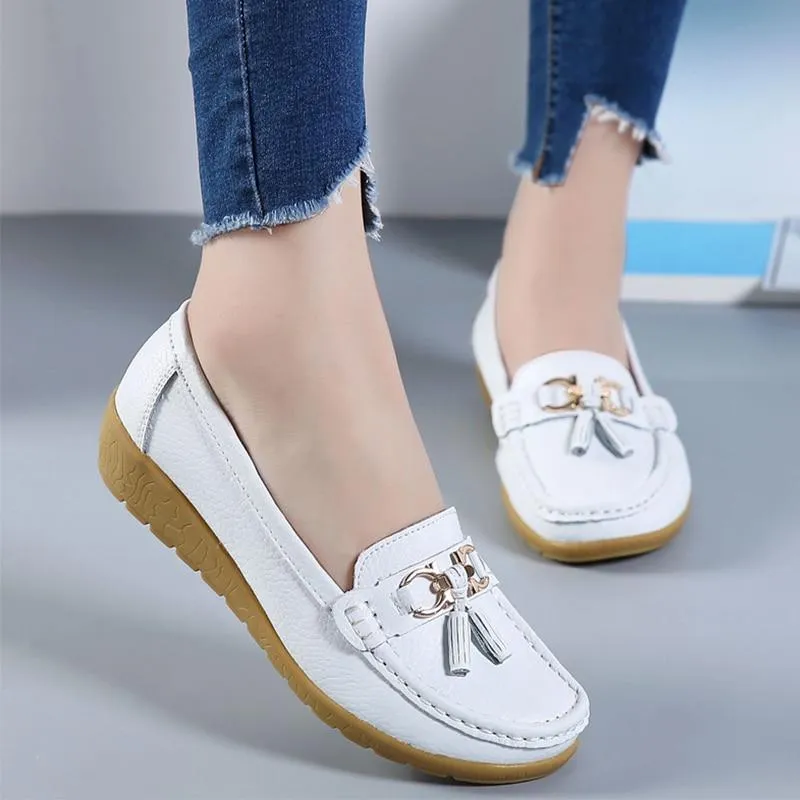Best Budget Mtb Shoes GOT STYLE Womens Flat Split leather Boat Shoes with Bow knot