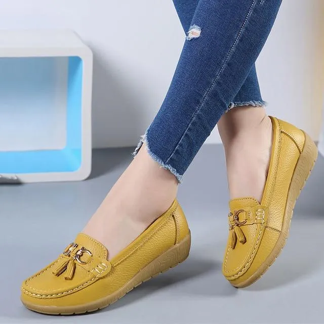 Best Football Shoes For Flat Feet GOT STYLE Womens Flat Split leather Boat Shoes with Bow knot