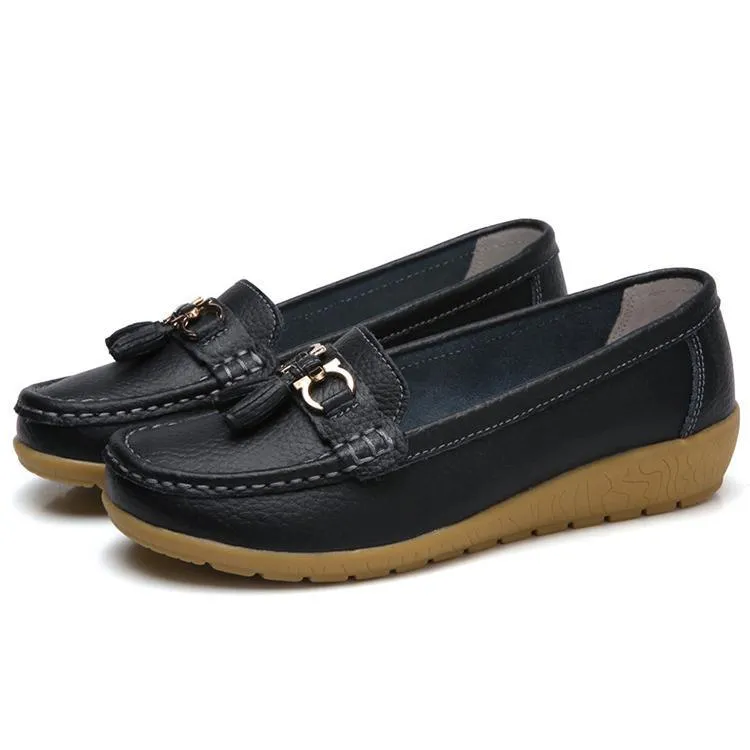 Priority Mail Shoe Box Flat Rate GOT STYLE Womens Flat Split leather Boat Shoes with Bow knot