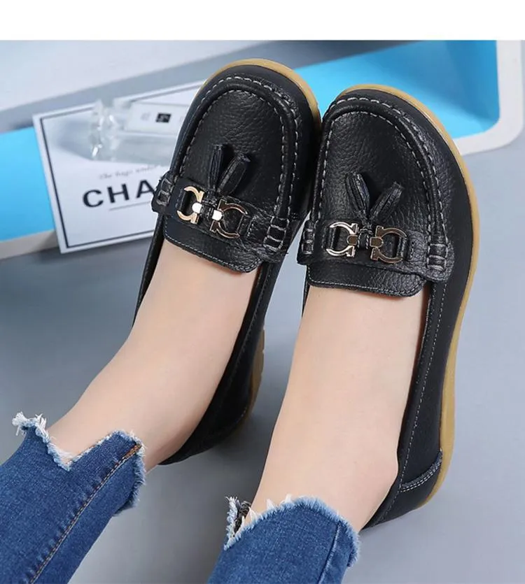 GOT STYLE Womens Flat Split leather Boat Shoes with Bow knot Best Track Shoes For Flat Feet