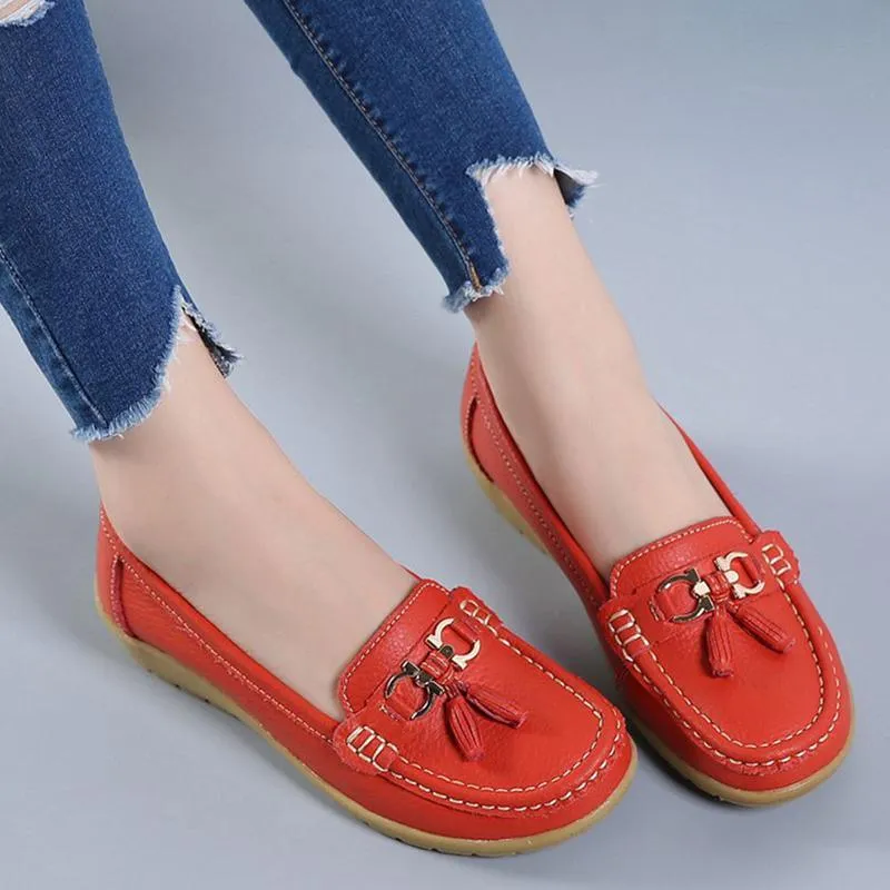 Flat Sole Mountain Bike Shoes GOT STYLE Womens Flat Split leather Boat Shoes with Bow knot