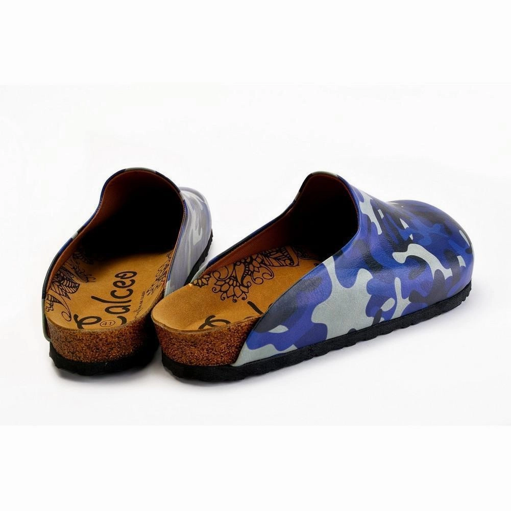 High Heel Stilettos Grey, Dark Blue, Black Tones Colored Shaped and Moving Patterned Clogs - CET104