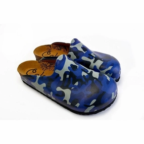 Grey, Dark Blue, Black Tones Colored Shaped and Moving Patterned Clogs - CET104 Ripped Jeans High Heels