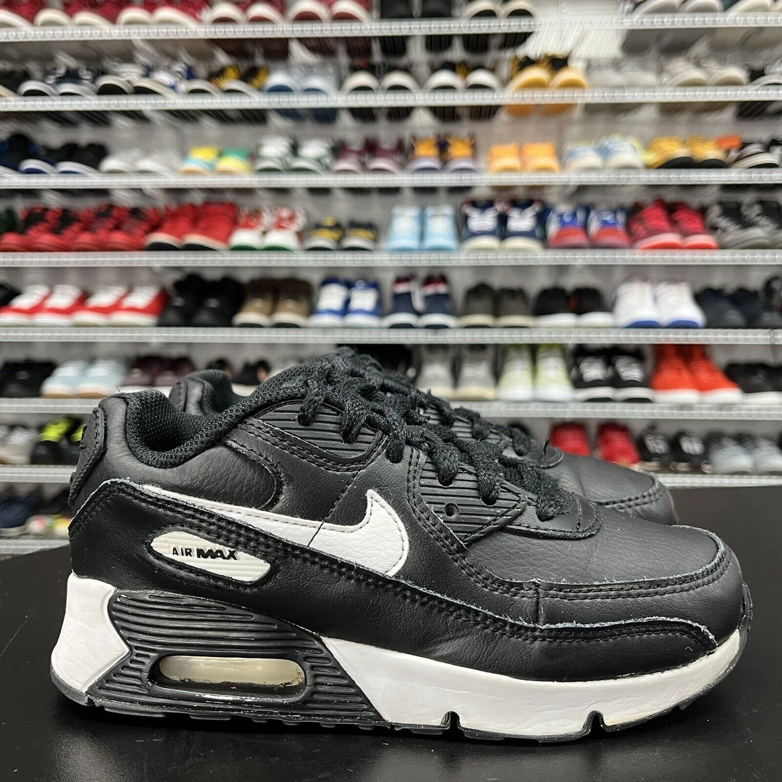 Nike Deion Shoes Nike Air Max 90 Black White PS Sneakers CD6867-010 Youth Size 1.5Y