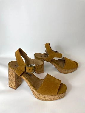 Free People Womens Platform Leather High Heel Strap Sandals Tan 7 Inches High Heels