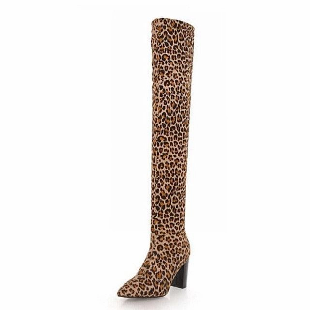 Pointed Toe Slip On Thigh High Heels Knee High Boot Helium High Heels
