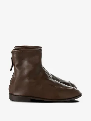 Leather Zip Boots HEREU - Women Soft Ankle Boot With Front Seam Detail