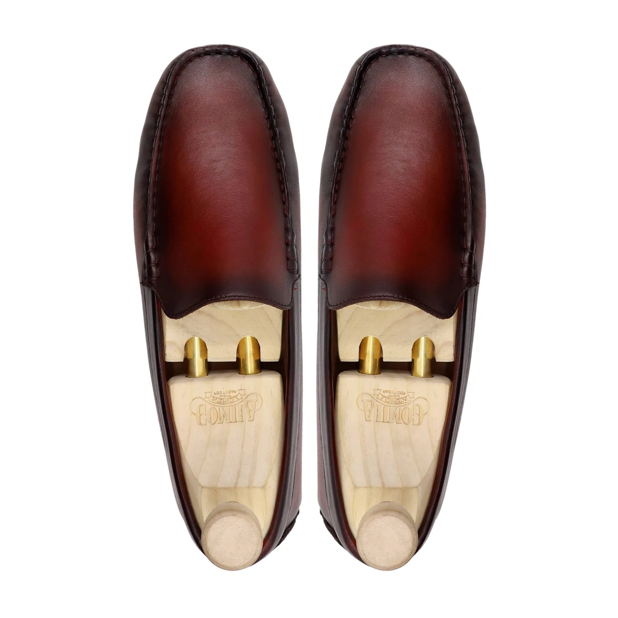 Herty - Men's Burnish Oxblood Calf Leather Driver Shoe Originals Pharrell Williams Tennis Hu Casual Shoes