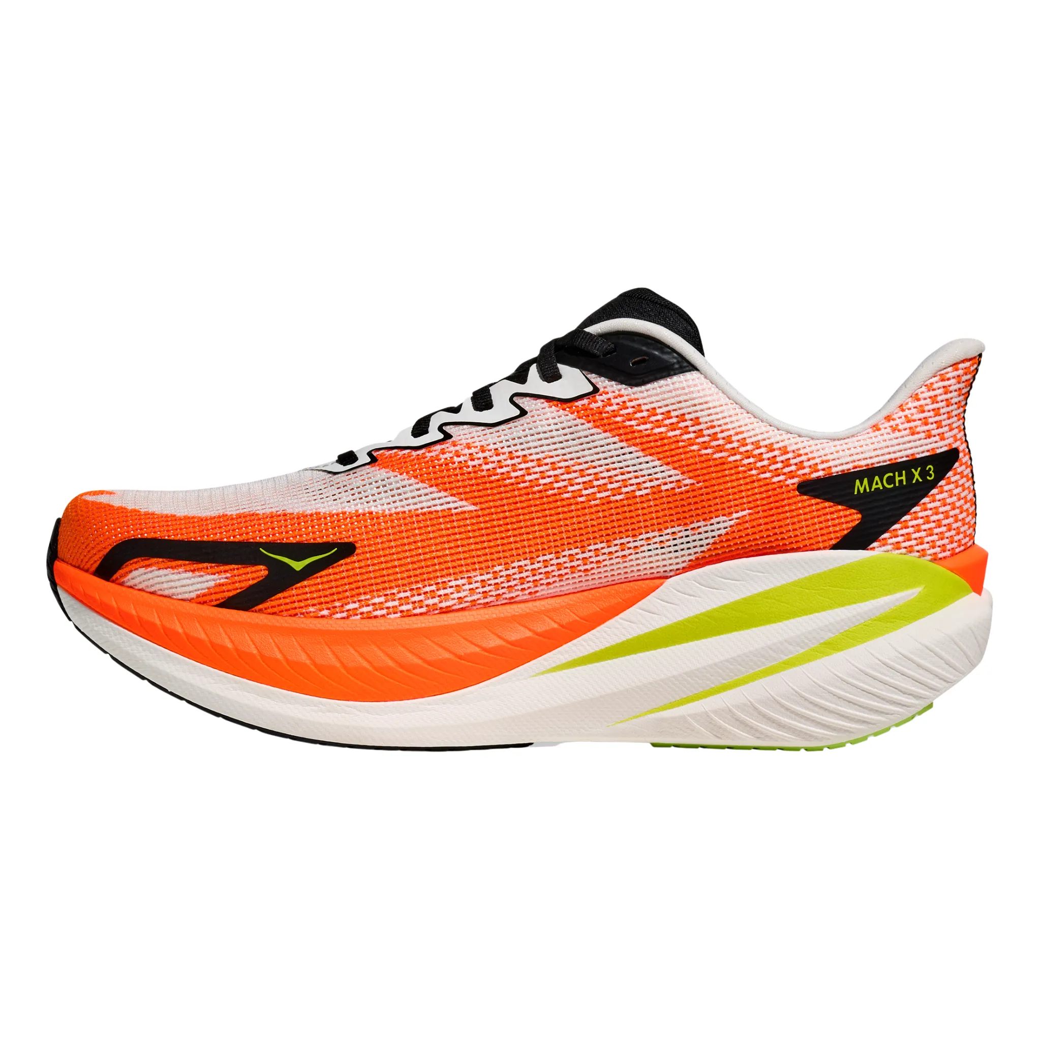 Hoka Mens Mach X 3 - White/Neon Tangerine - Speed Cushion