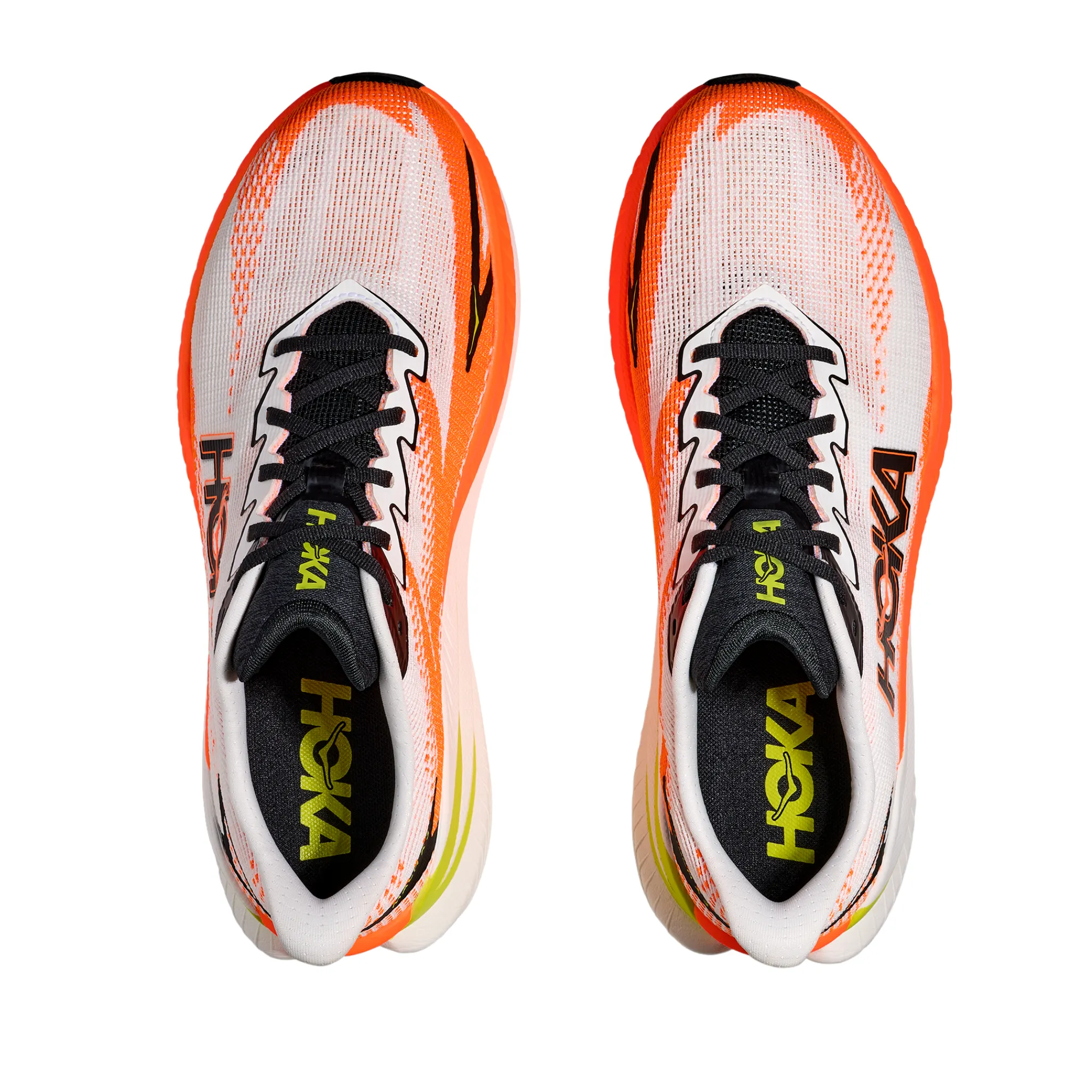 Hoka Mens Mach X 3 - White/Neon Tangerine - Speed Suede Shoes