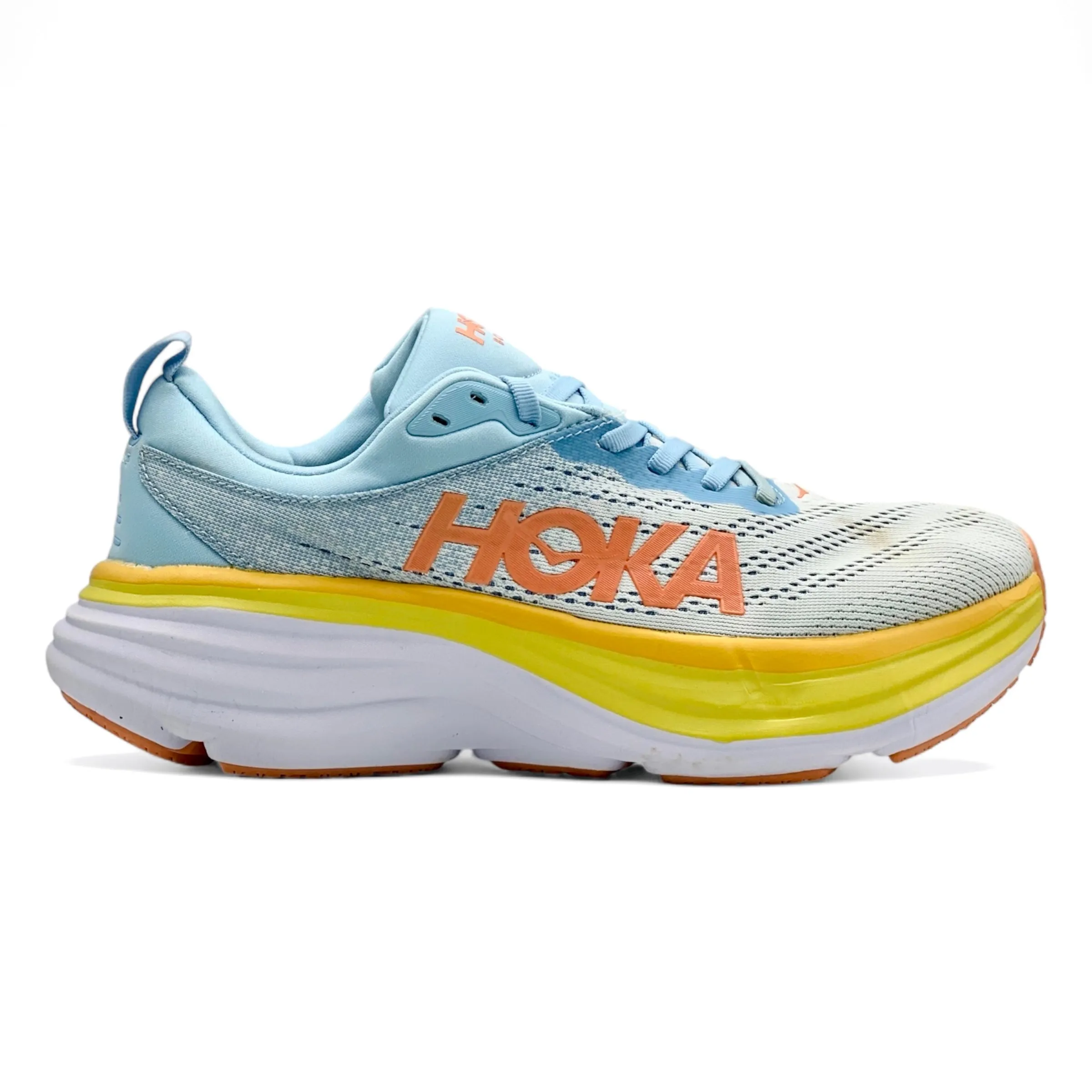 Shoes At Academy Sports Hoka One Bondi 8 Blue Yellow