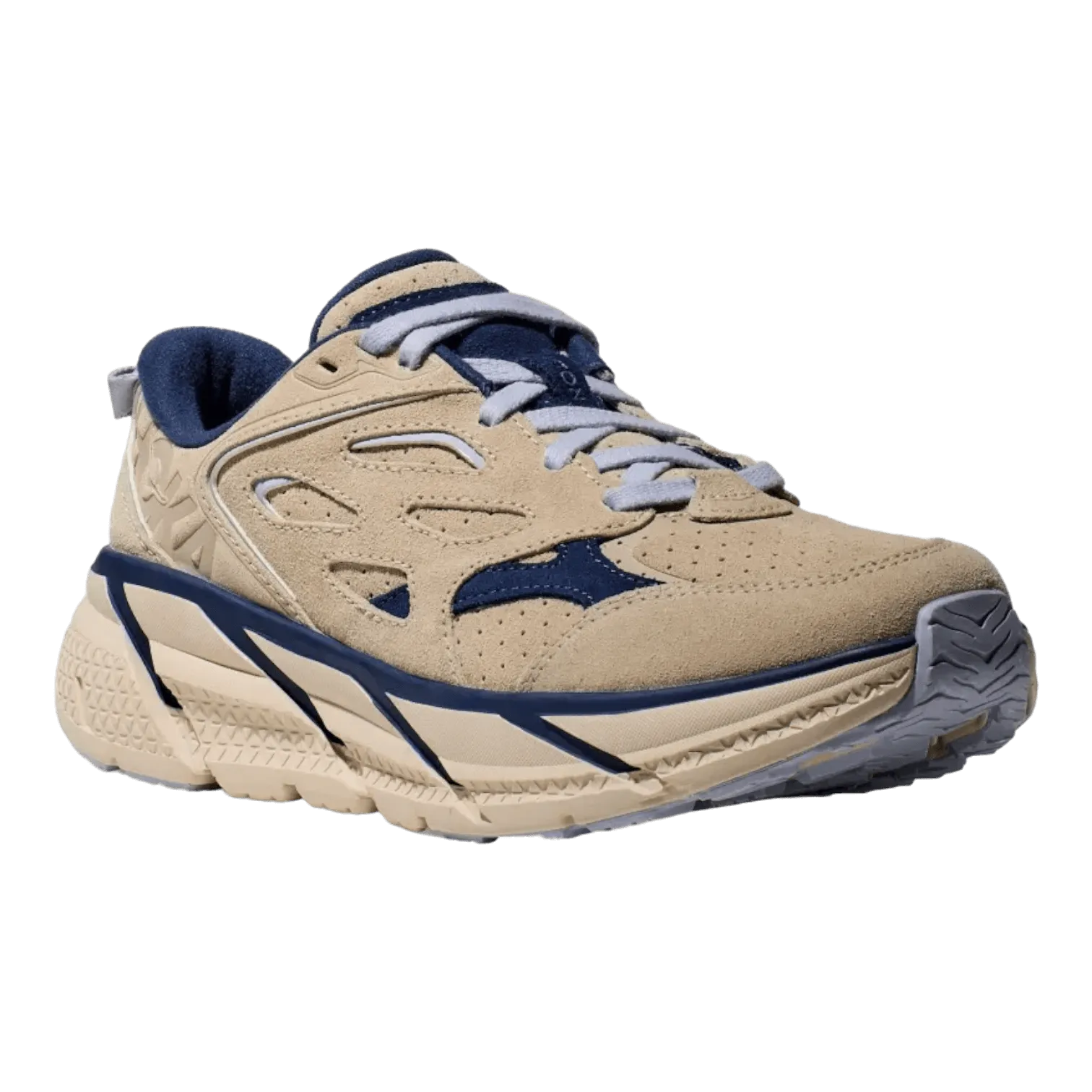 Hoka One One Clifton L Suede Oatmilk/Bellwether-Blue 1122571-OTH Best Shoes For Gym And Running