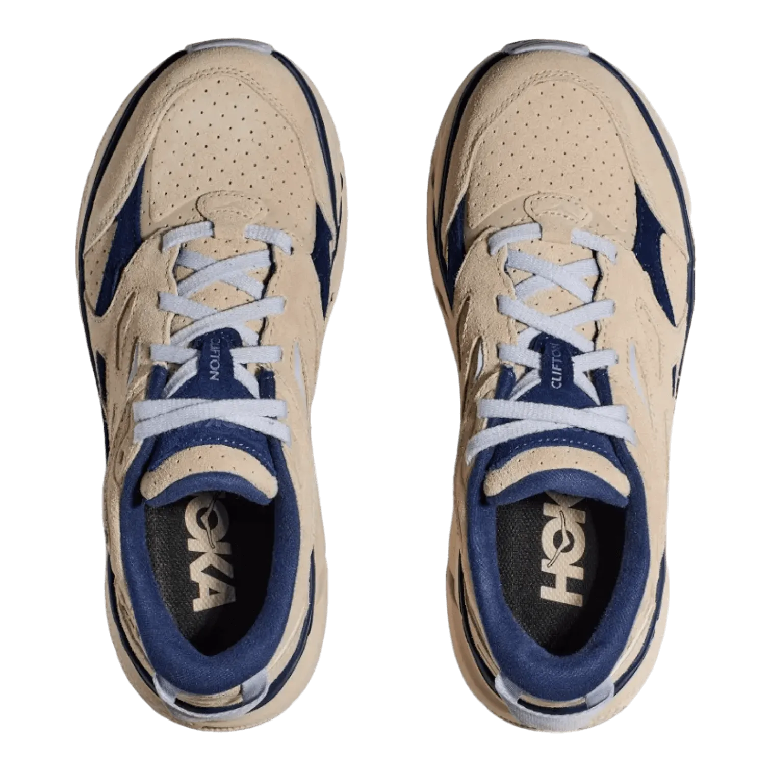 Satisfy Shoes Hoka One One Clifton L Suede Oatmilk/Bellwether-Blue 1122571-OTH