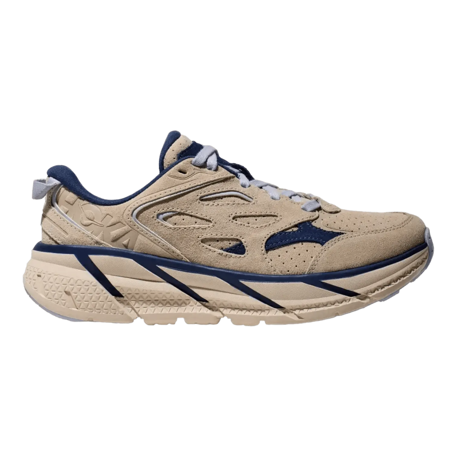 Shoes For Diabetics Hoka One One Clifton L Suede Oatmilk/Bellwether-Blue 1122571-OTH
