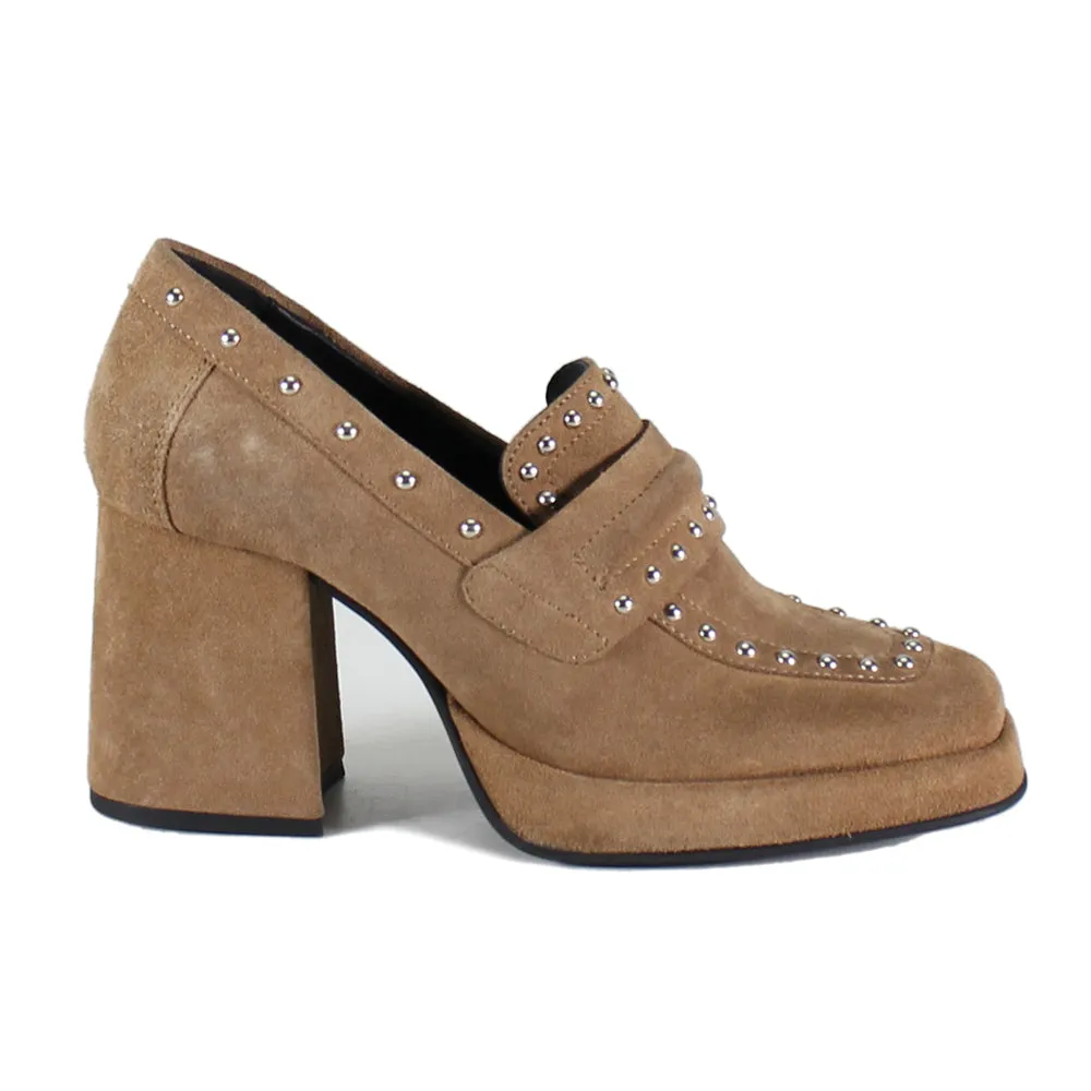 Song Notes Heeled Studded Loafers Loafers With Fur