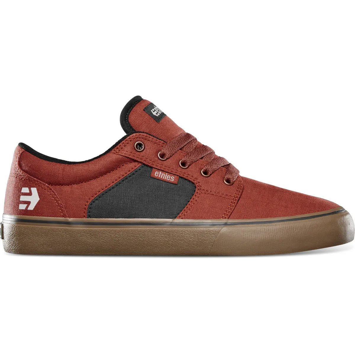 Skate Or Die Shoes Etnies Skateboard Shoes Barge LS Brown/Gum/Gold