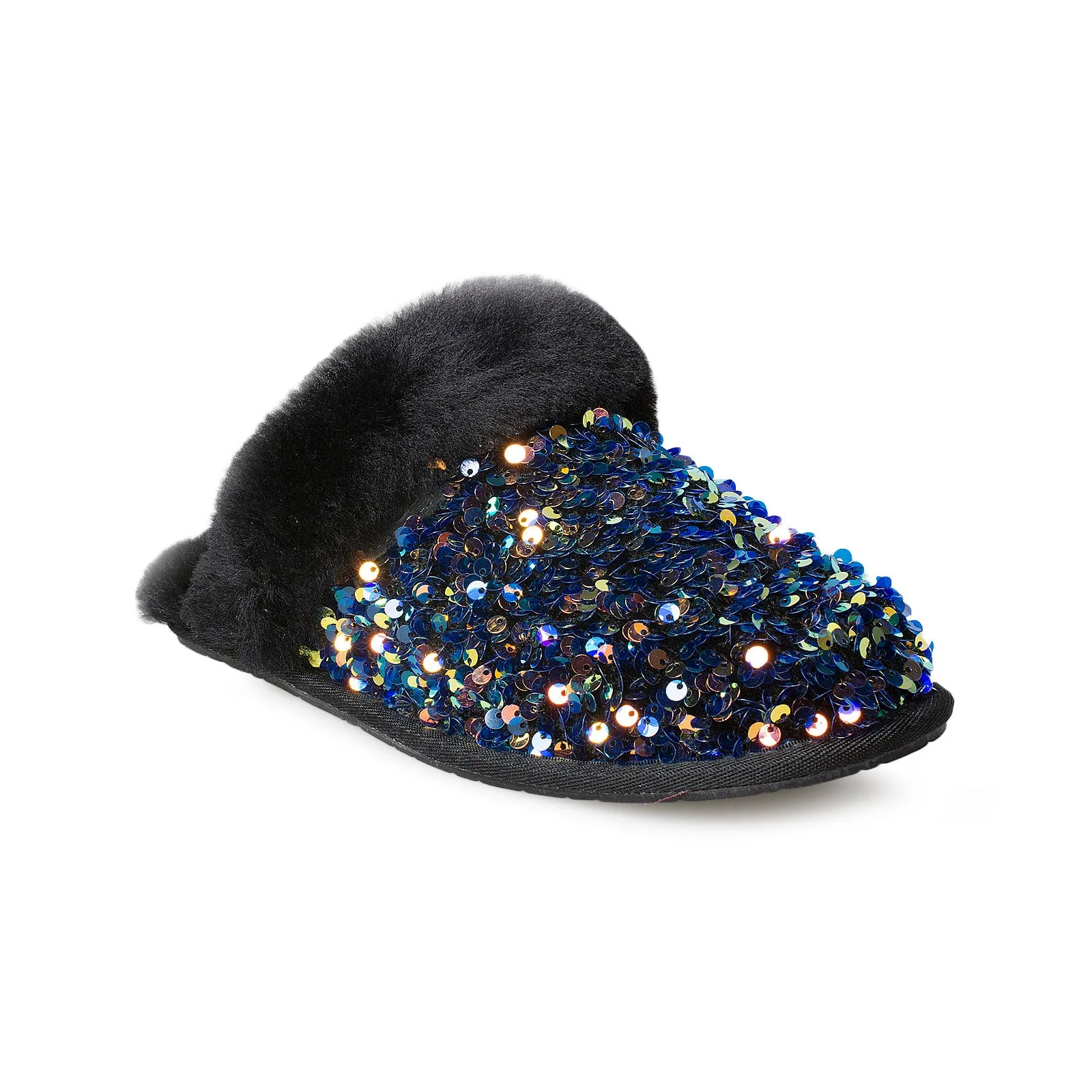 Fake Tasman Slippers UGG Scuffette II Stellar Sequin Black Slippers - Women's