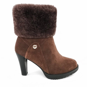Ankle Boots MUBO UGG BOOTS High Heel Insole TPR Sole Brown