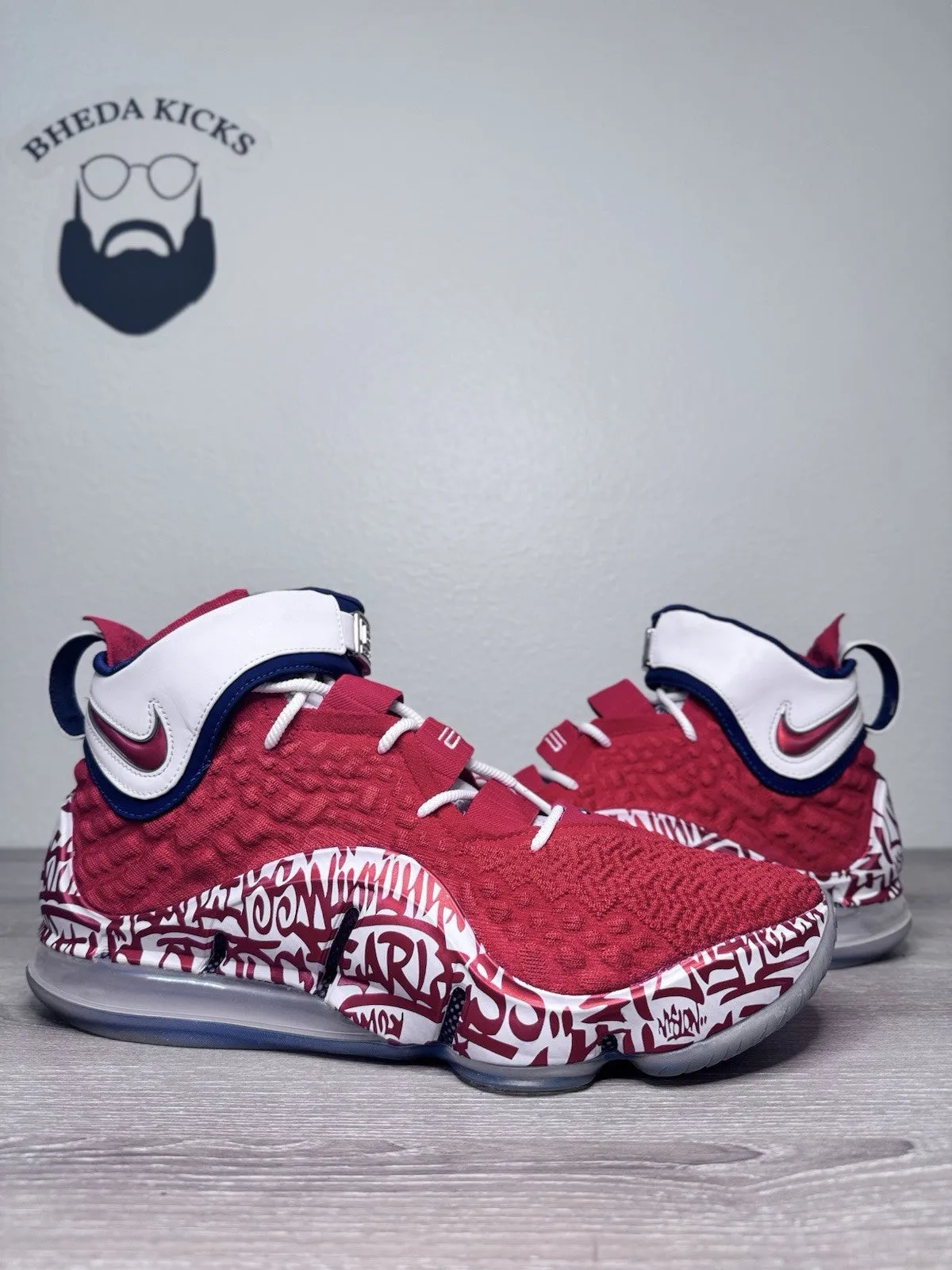 Size 14 - Nike LeBron XVII 17 FP Graffiti Remix Men University Red CT6047-600 Secret Wedge Sneakers