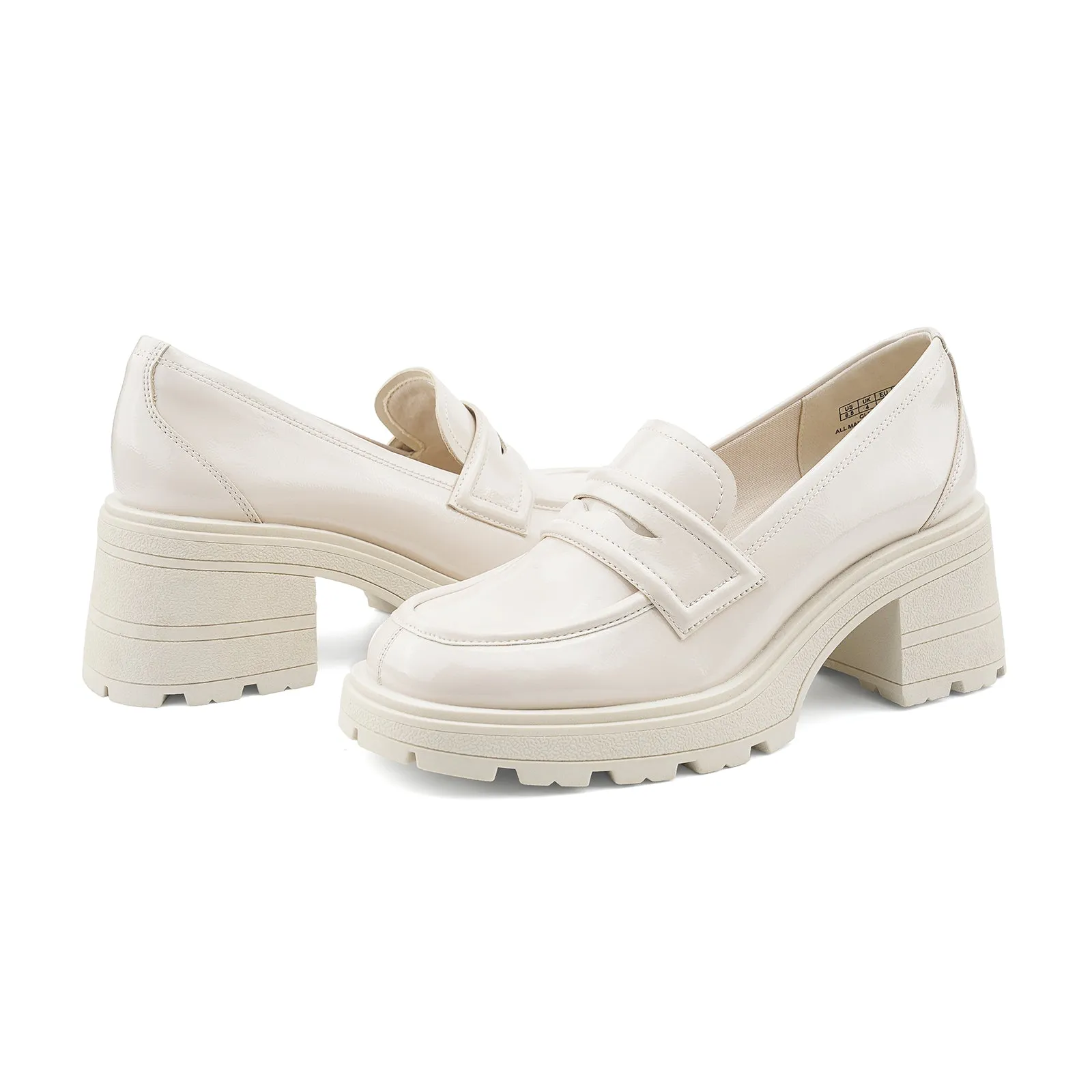 JENN ARDOR Chunky Block Heel Loafers for Women Closed Round Toe Platform Pumps Animal Print Loafers