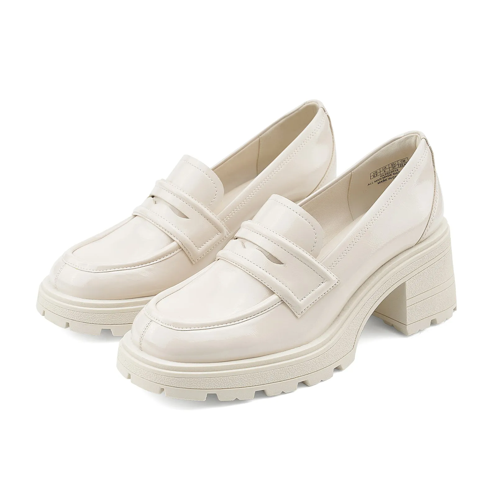 Sherpa Loafers JENN ARDOR Chunky Block Heel Loafers for Women Closed Round Toe Platform Pumps