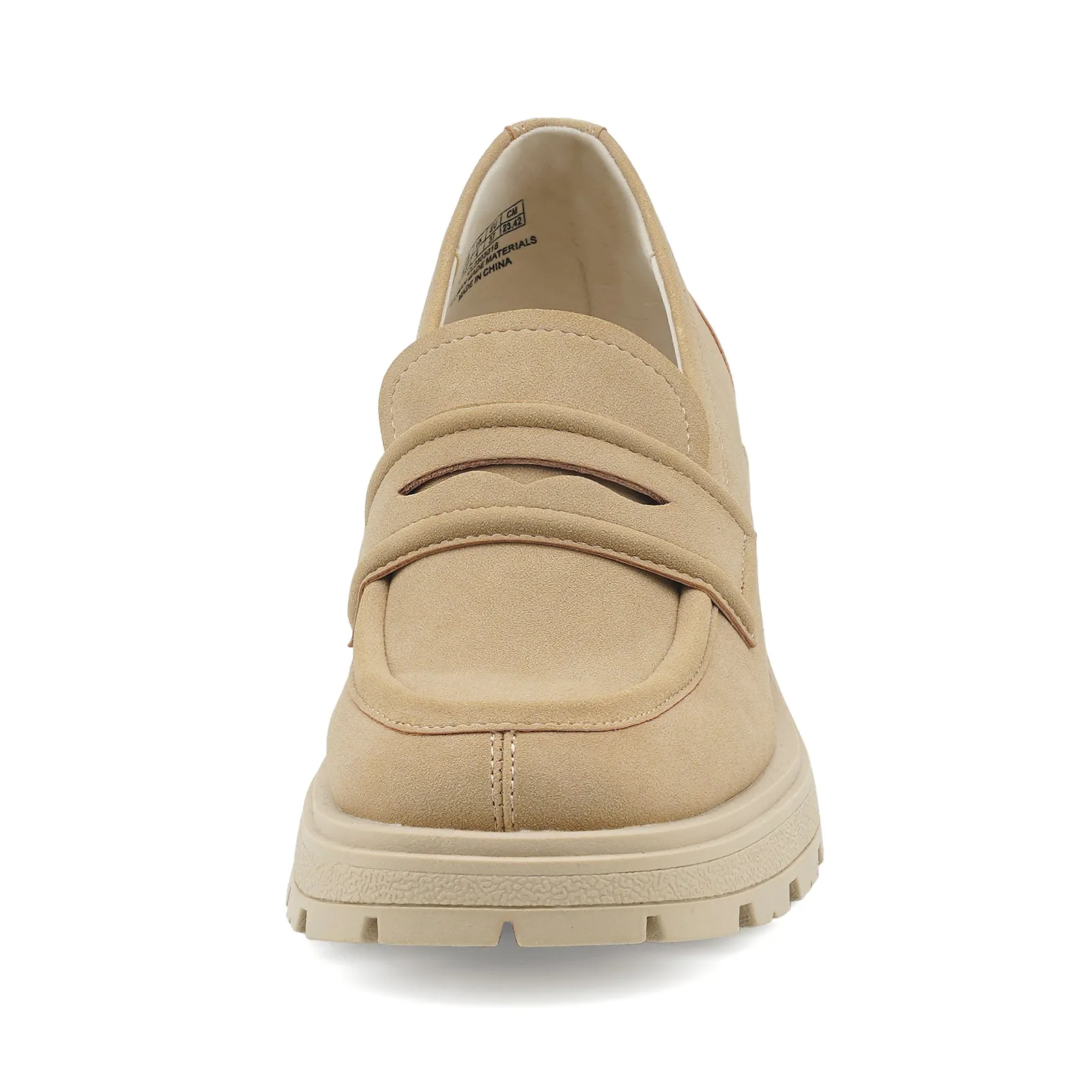 Moccasin-seam Loafers JENN ARDOR Chunky Block Heel Loafers for Women Closed Round Toe Platform Pumps