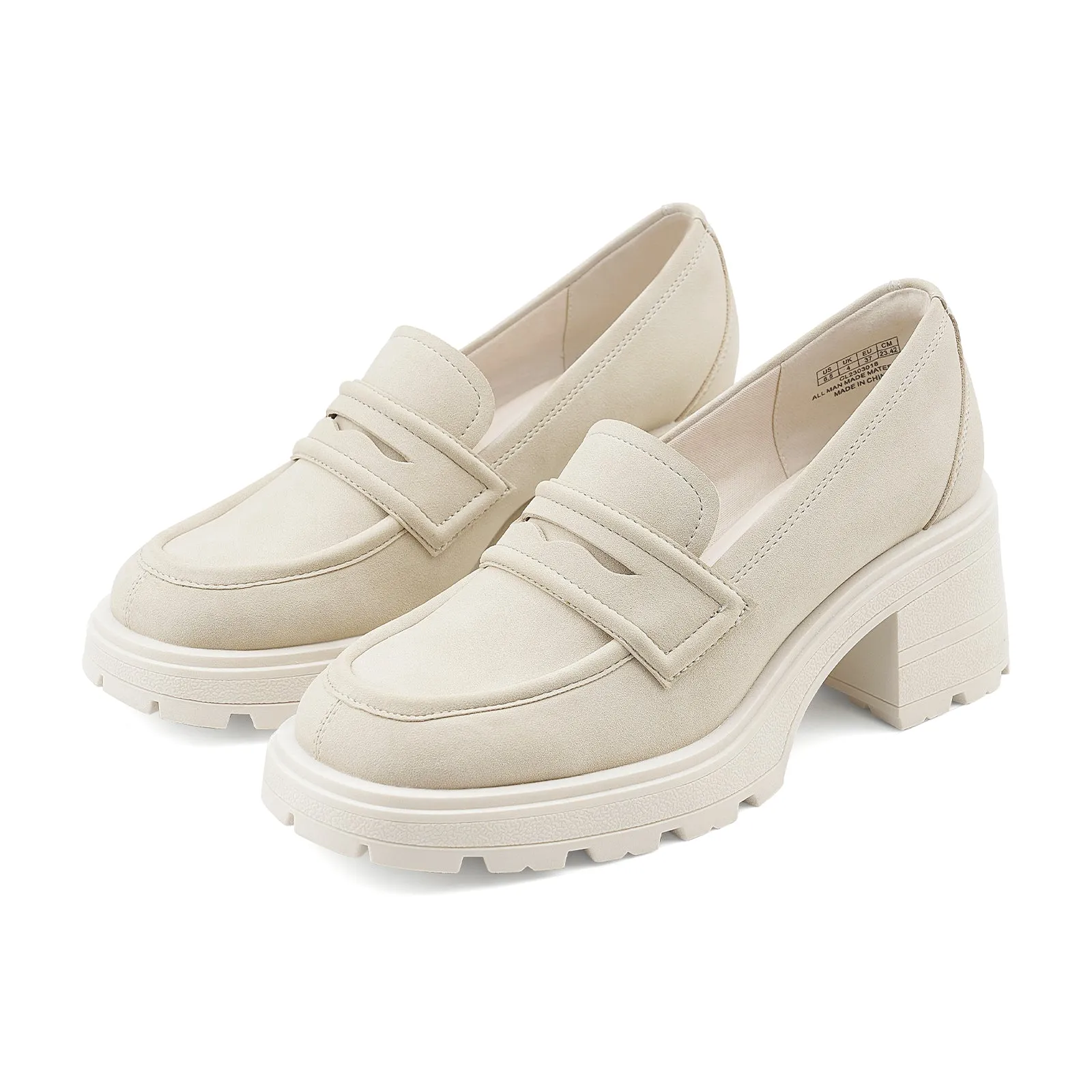 Ferragamo Loafers Sale JENN ARDOR Chunky Block Heel Loafers for Women Closed Round Toe Platform Pumps