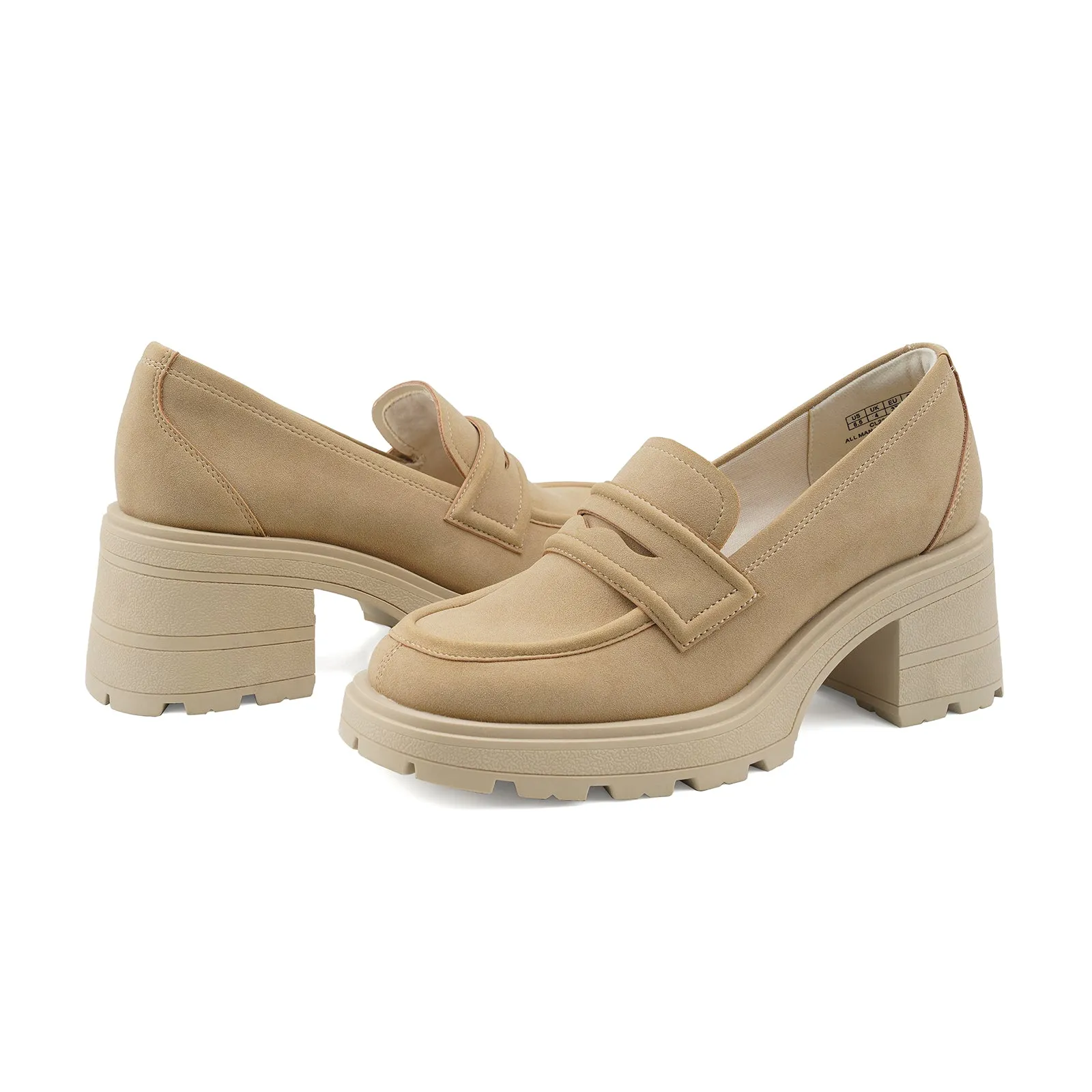 JENN ARDOR Chunky Block Heel Loafers for Women Closed Round Toe Platform Pumps Loafers Definition