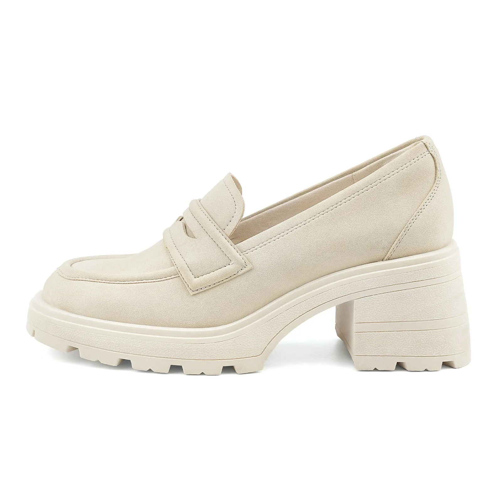 JENN ARDOR Chunky Block Heel Loafers for Women Closed Round Toe Platform Pumps Chunkt Loafers